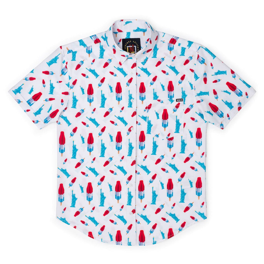 RSVLTS America Pops & Freedom KUNUFLEX Short Sleeve Shirt (Legends Edition) in Blue — detail 6