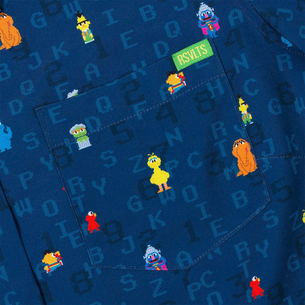 RSVLTS 8-Bit Buddies Women's KUNUFLEX Short Sleeve Shirt in Blue — detail 7