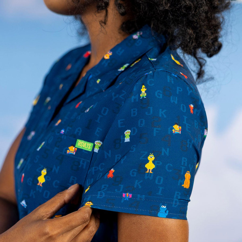 RSVLTS 8-Bit Buddies Women's KUNUFLEX Short Sleeve Shirt in Blue — detail 6