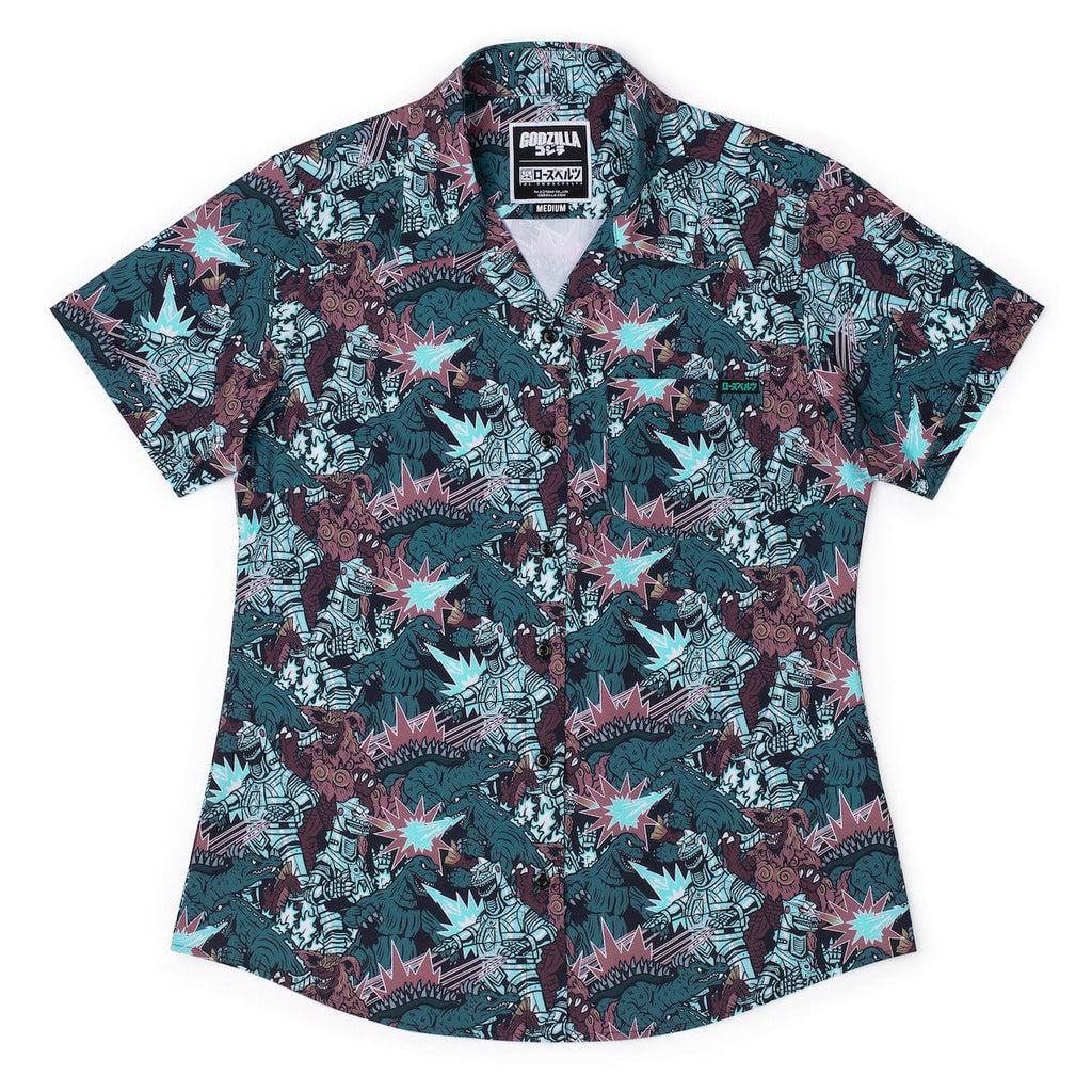 RSVLTS Monsters and Mecha Women's KUNUFLEX Short Sleeve Shirt in Brown — detail 3