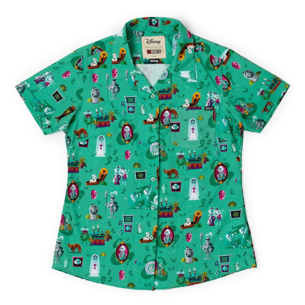 RSVLTS After-Life of the Party Women's KUNUFLEX Short Sleeve Shirt in Green — front view