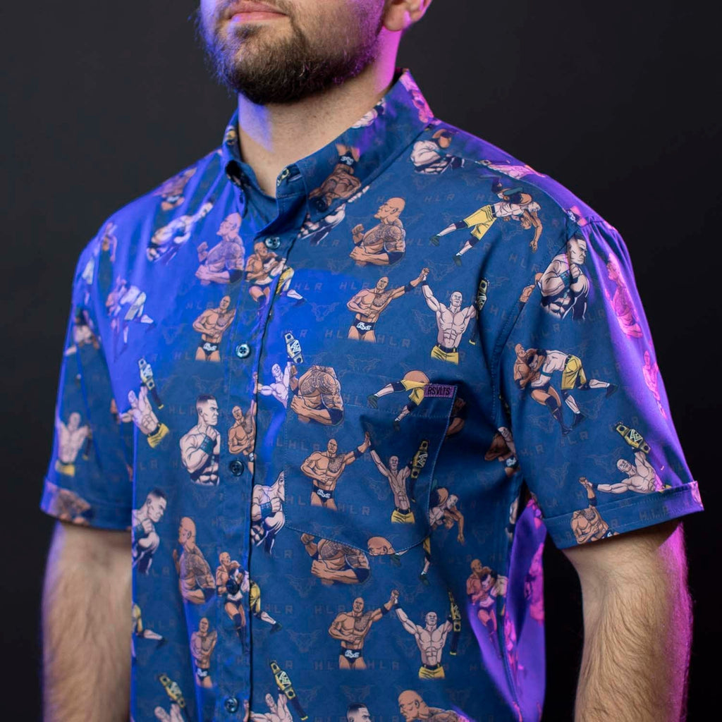 RSVLTS Changing of the Guard KUNUFLEX Short Sleeve Shirt in Blue — detail 6