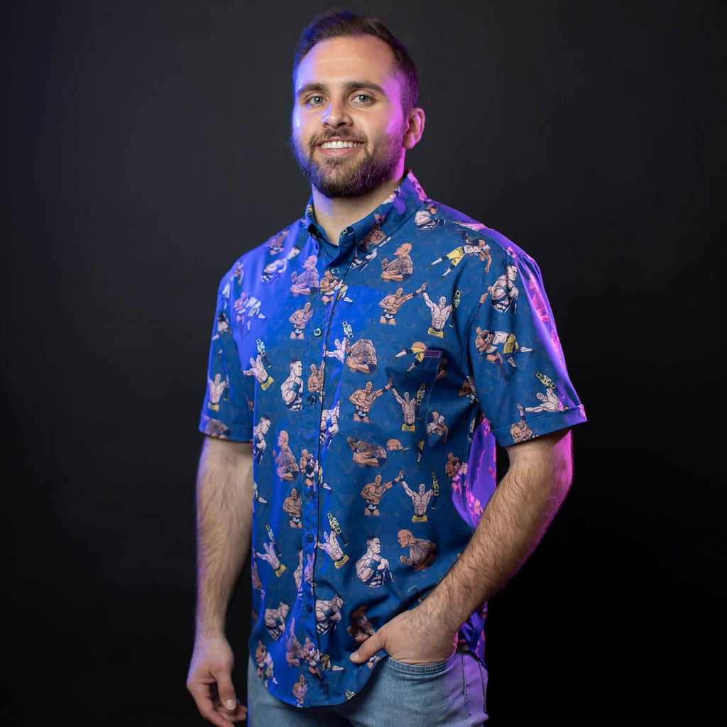 RSVLTS Changing of the Guard KUNUFLEX Short Sleeve Shirt in Blue — detail 8