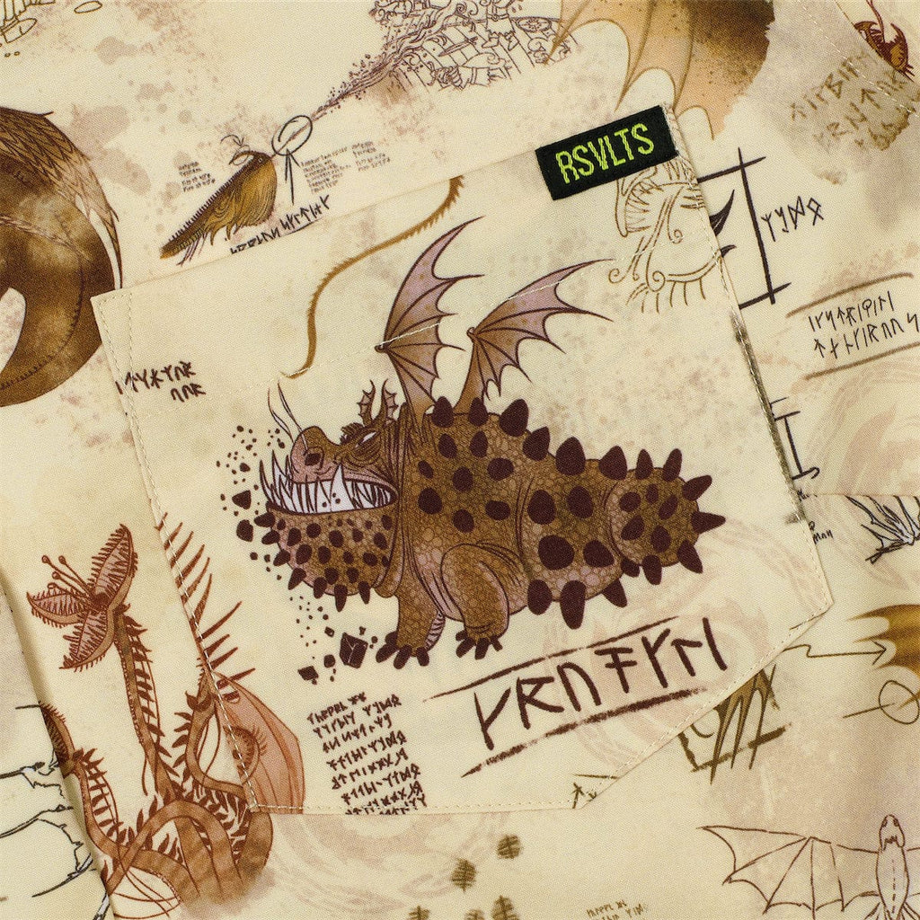 RSVLTS Book of Dragons Women's KUNUFLEX Short Sleeve Shirt in Brown — detail 8