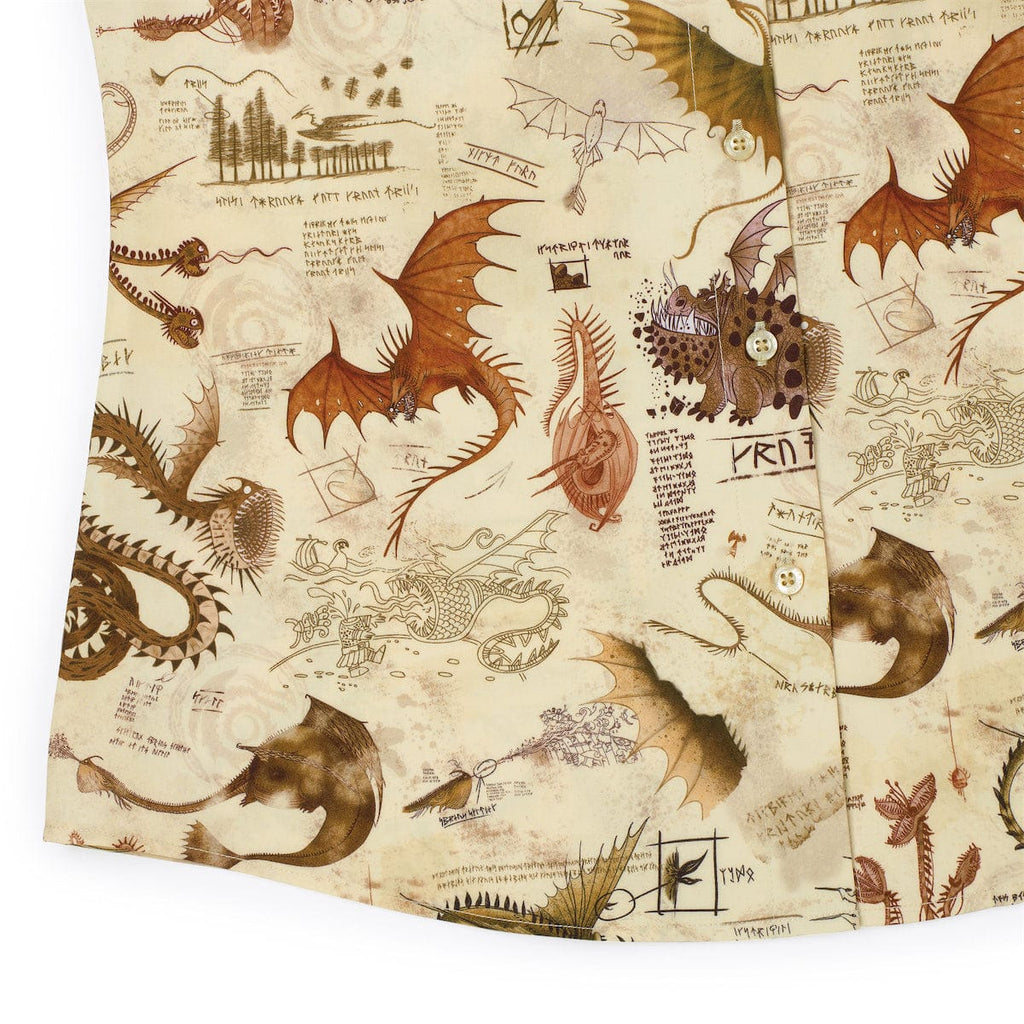 RSVLTS Book of Dragons Women's KUNUFLEX Short Sleeve Shirt in Brown — detail 11