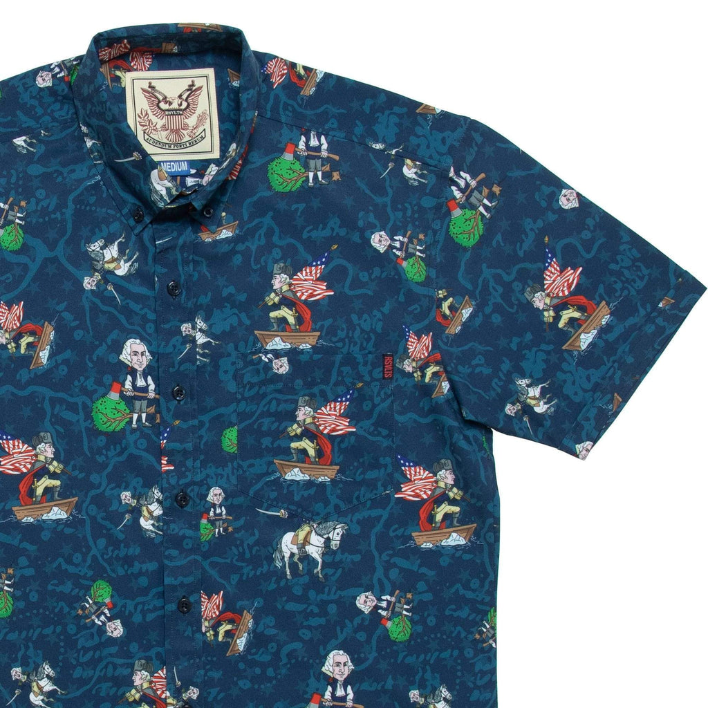 RSVLTS The Forefather KUNUFLEX Short Sleeve Shirt in Blue — front view