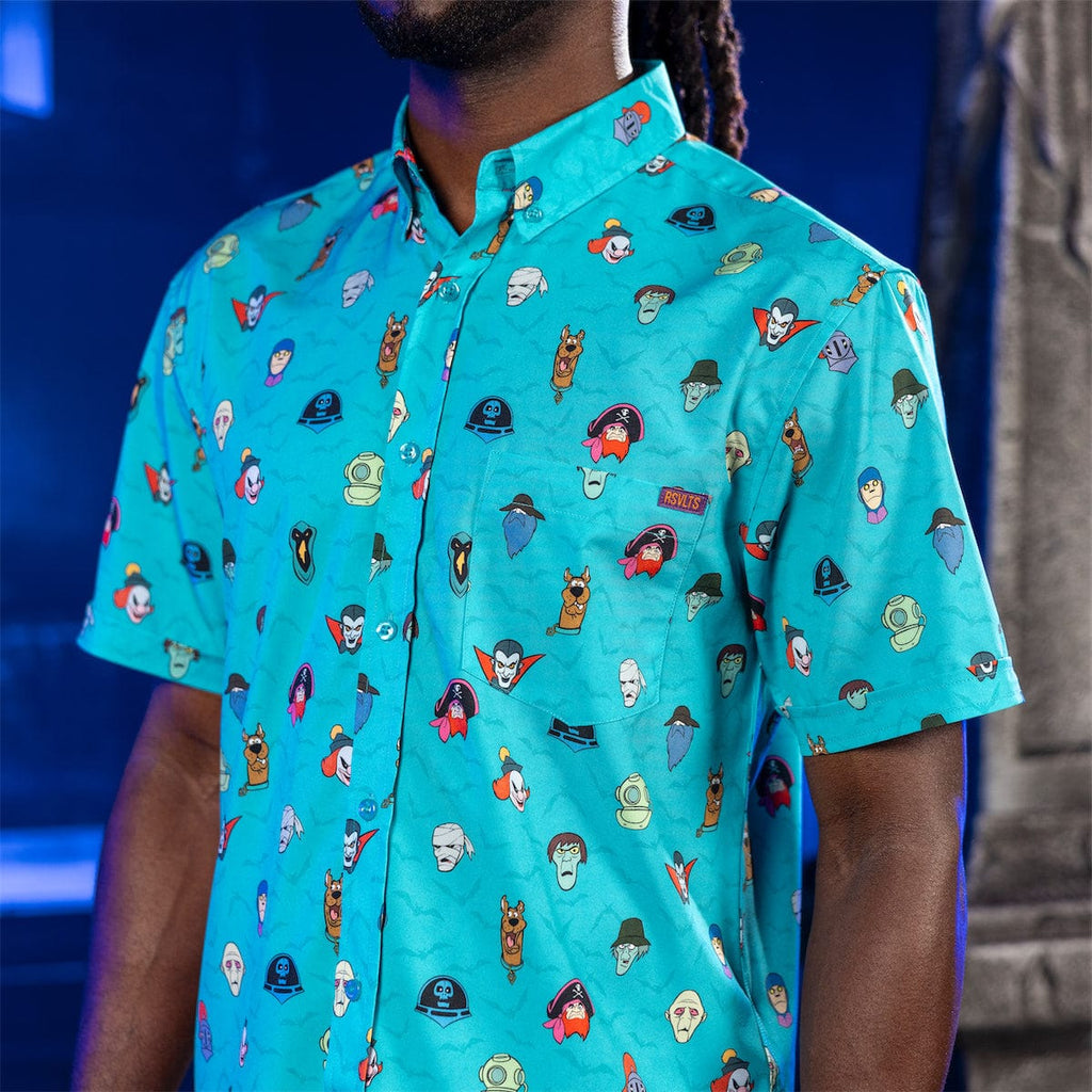 RSVLTS Haunting Heads KUNUFLEX Short Sleeve Shirt in Blue — detail 5