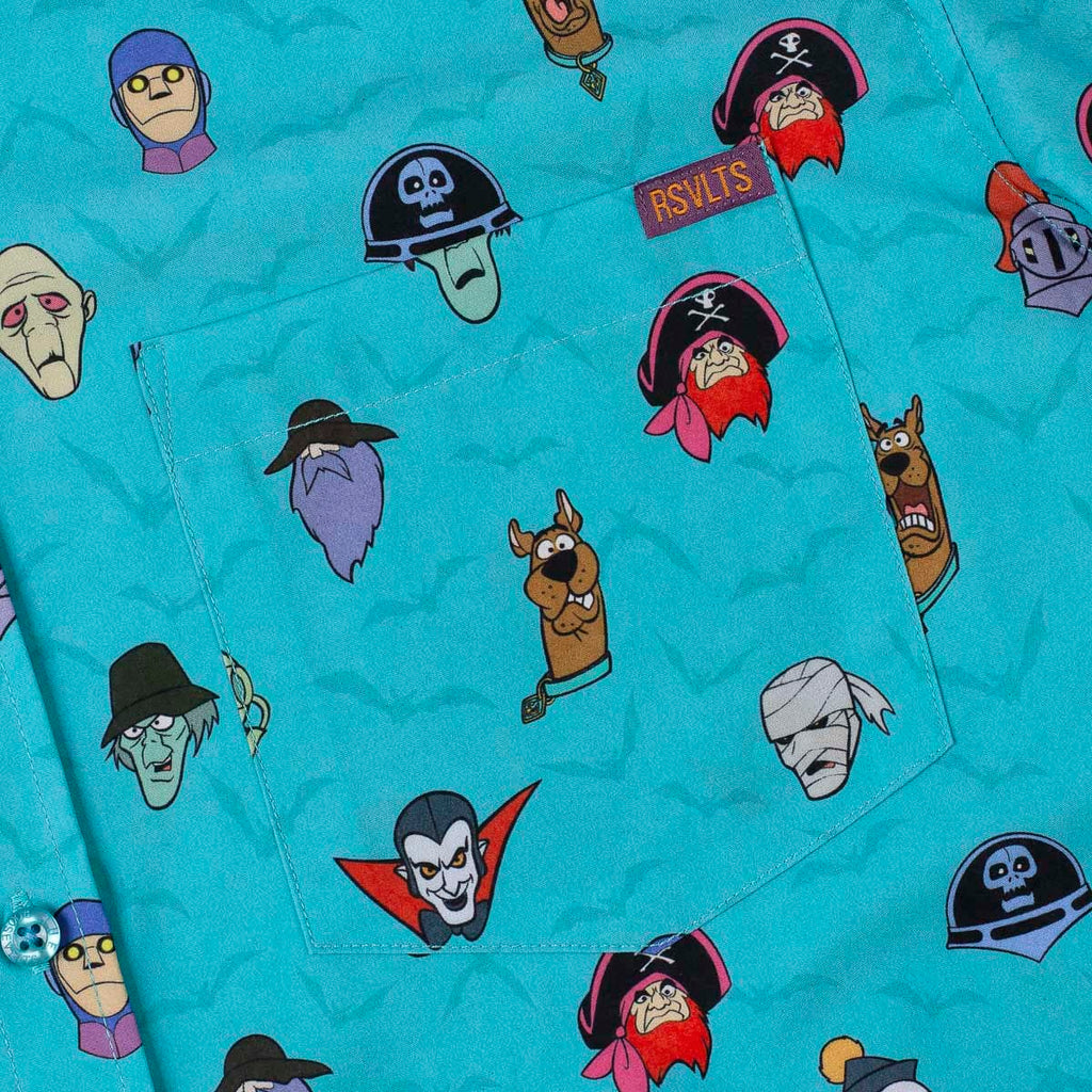 RSVLTS Haunting Heads KUNUFLEX Short Sleeve Shirt in Blue — detail 6