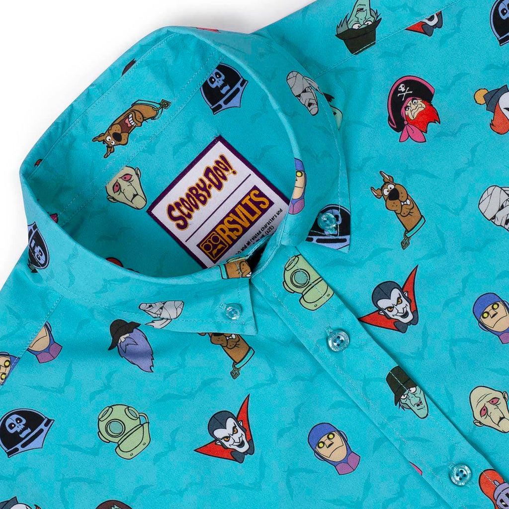 RSVLTS Haunting Heads KUNUFLEX Short Sleeve Shirt in Blue — detail 9