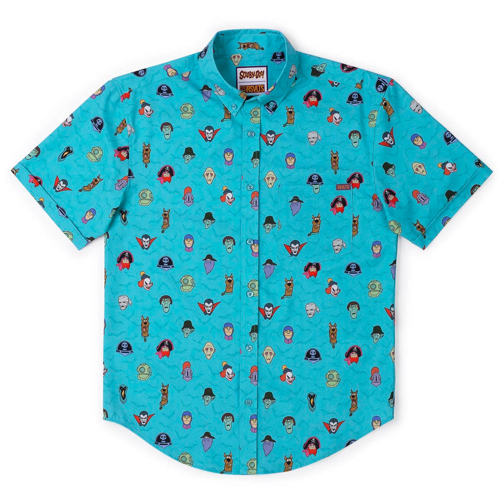 RSVLTS Haunting Heads KUNUFLEX Short Sleeve Shirt in Blue — detail 8