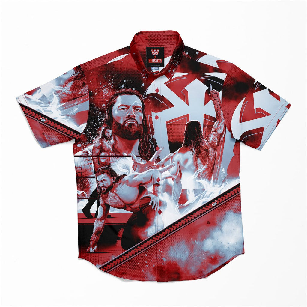 RSVLTS Reign of Terror KUNUFLEX Short Sleeve Shirt in Red — front view