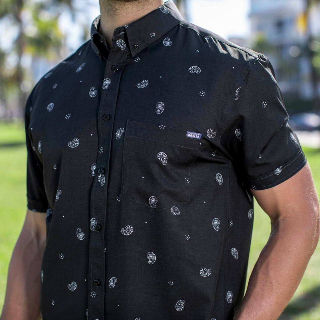 RSVLTS Lil Hankies KUNUFLEX Short Sleeve Shirt in Black — detail 2