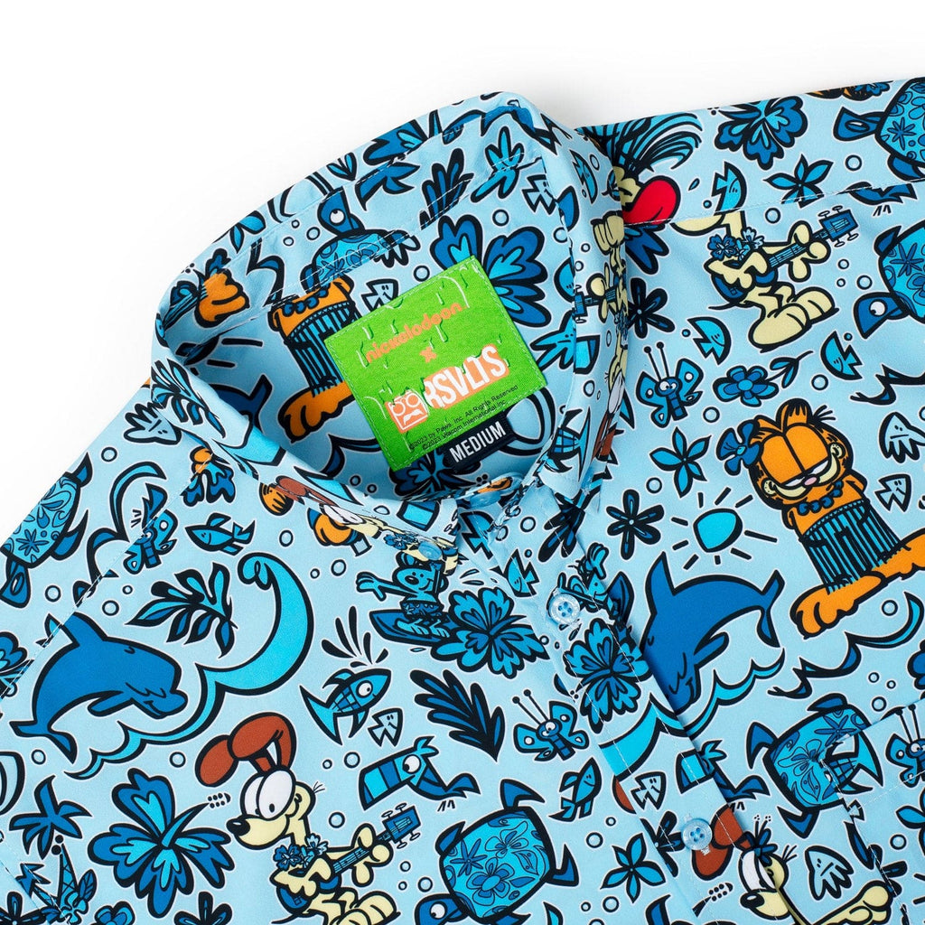 RSVLTS Island Wilin KUNUFLEX Short Sleeve Shirt in Blue — detail 5