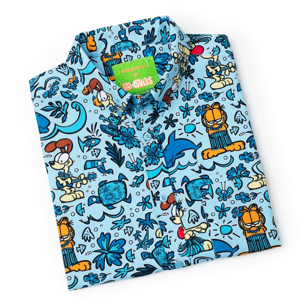 RSVLTS Island Wilin KUNUFLEX Short Sleeve Shirt in Blue — detail 8