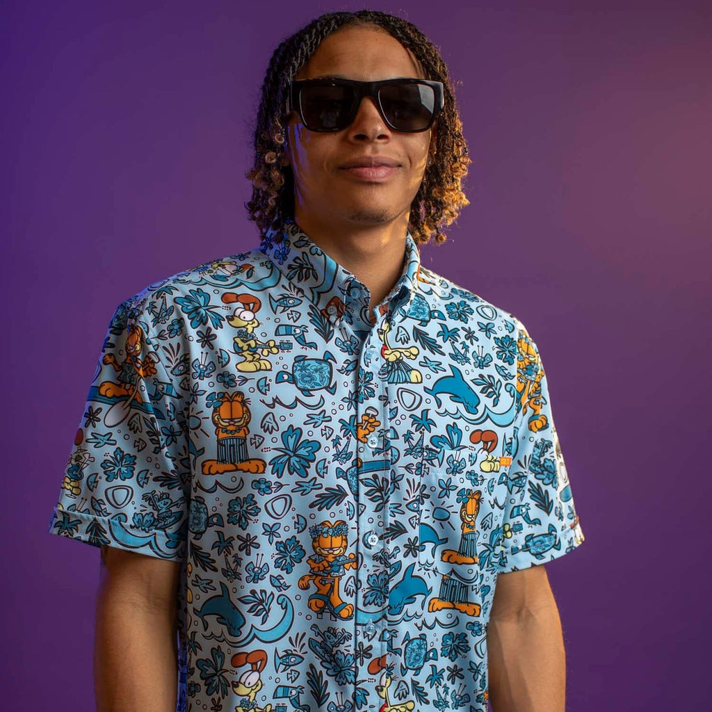 RSVLTS Island Wilin KUNUFLEX Short Sleeve Shirt in Blue — detail 7