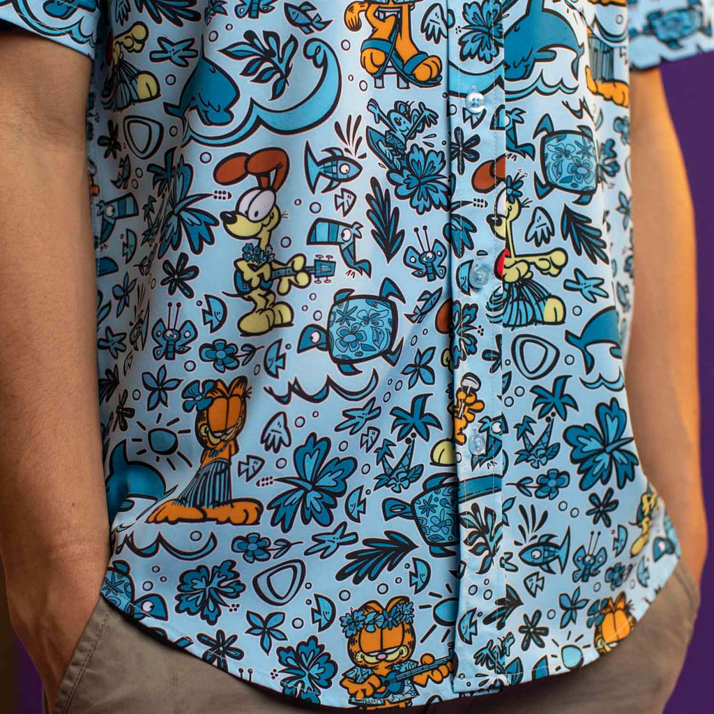 RSVLTS Island Wilin KUNUFLEX Short Sleeve Shirt in Blue — detail 6