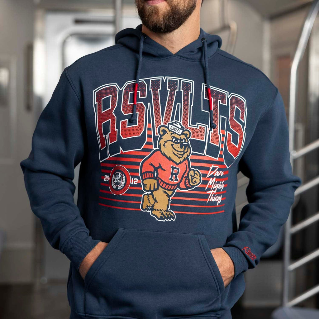 RSVLTS Mascot March Classic Hoodie in Blue — front view