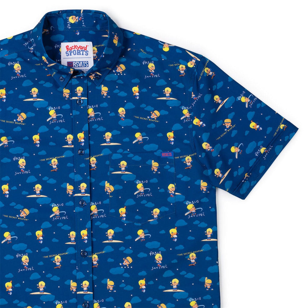 RSVLTS The Secret Weapon KUNUFLEX Short Sleeve Shirt in Blue — front view
