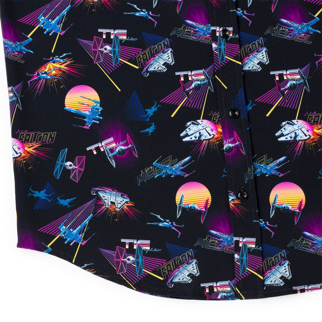 RSVLTS Synthwave Dogfight KUNUFLEX Short Sleeve Shirt in Black — detail 10