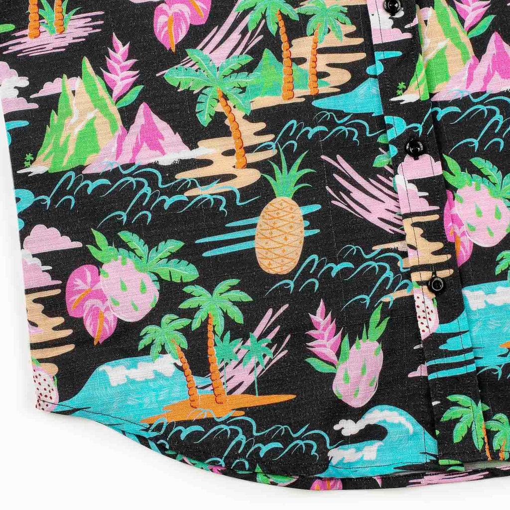 RSVLTS Neon Vacay Bamboo Short Sleeve Shirt in Black — detail 10