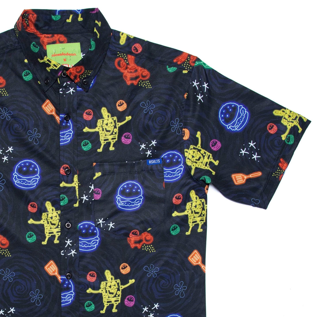 RSVLTS Pretty Patties KUNUFLEX Short Sleeve Shirt in Black — front view
