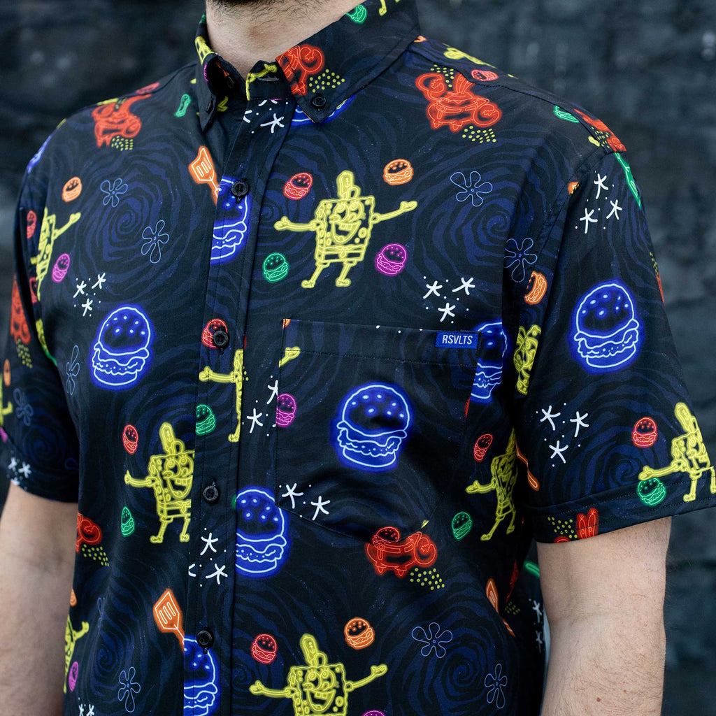 RSVLTS Pretty Patties KUNUFLEX Short Sleeve Shirt in Black — detail 4
