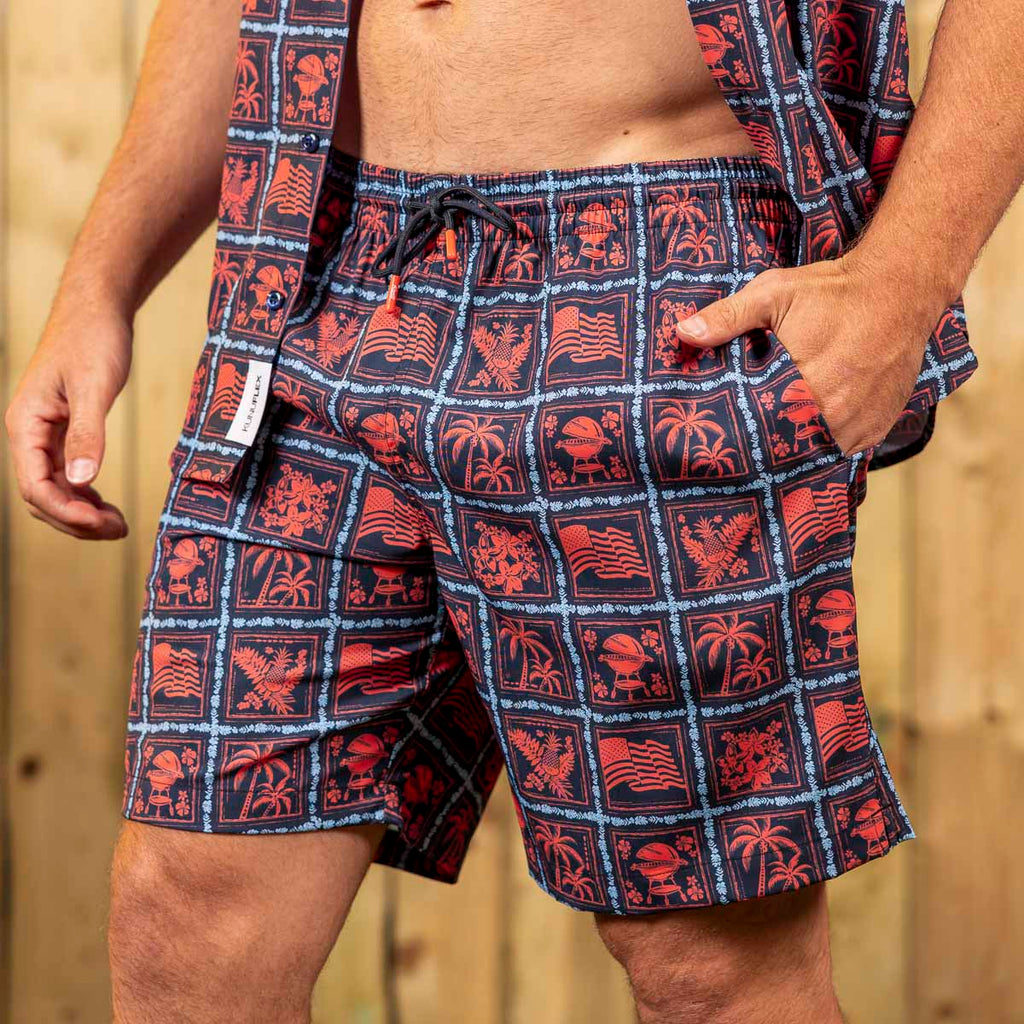 RSVLTS Grillaxin’ Hybrid Shorts in Black — front view