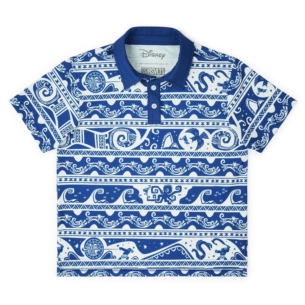 RSVLTS You’re Welcome Youth All-Day Polo in Blue — detail 3
