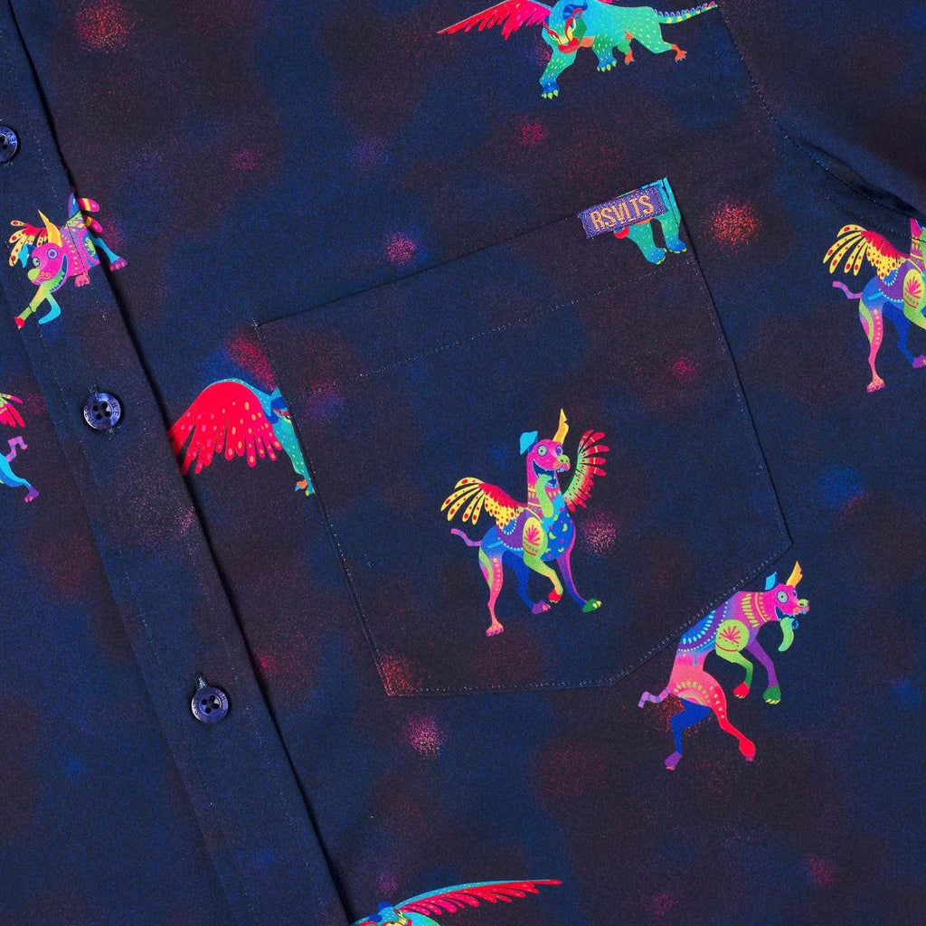 RSVLTS Dante y Pepita KUNUFLEX Short Sleeve Shirt in Purple — detail 9
