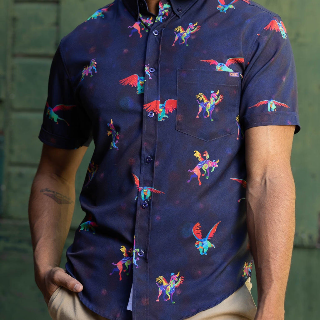 RSVLTS Dante y Pepita KUNUFLEX Short Sleeve Shirt in Purple — detail 11
