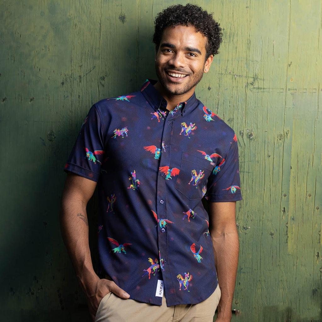 RSVLTS Dante y Pepita KUNUFLEX Short Sleeve Shirt in Purple — detail 5