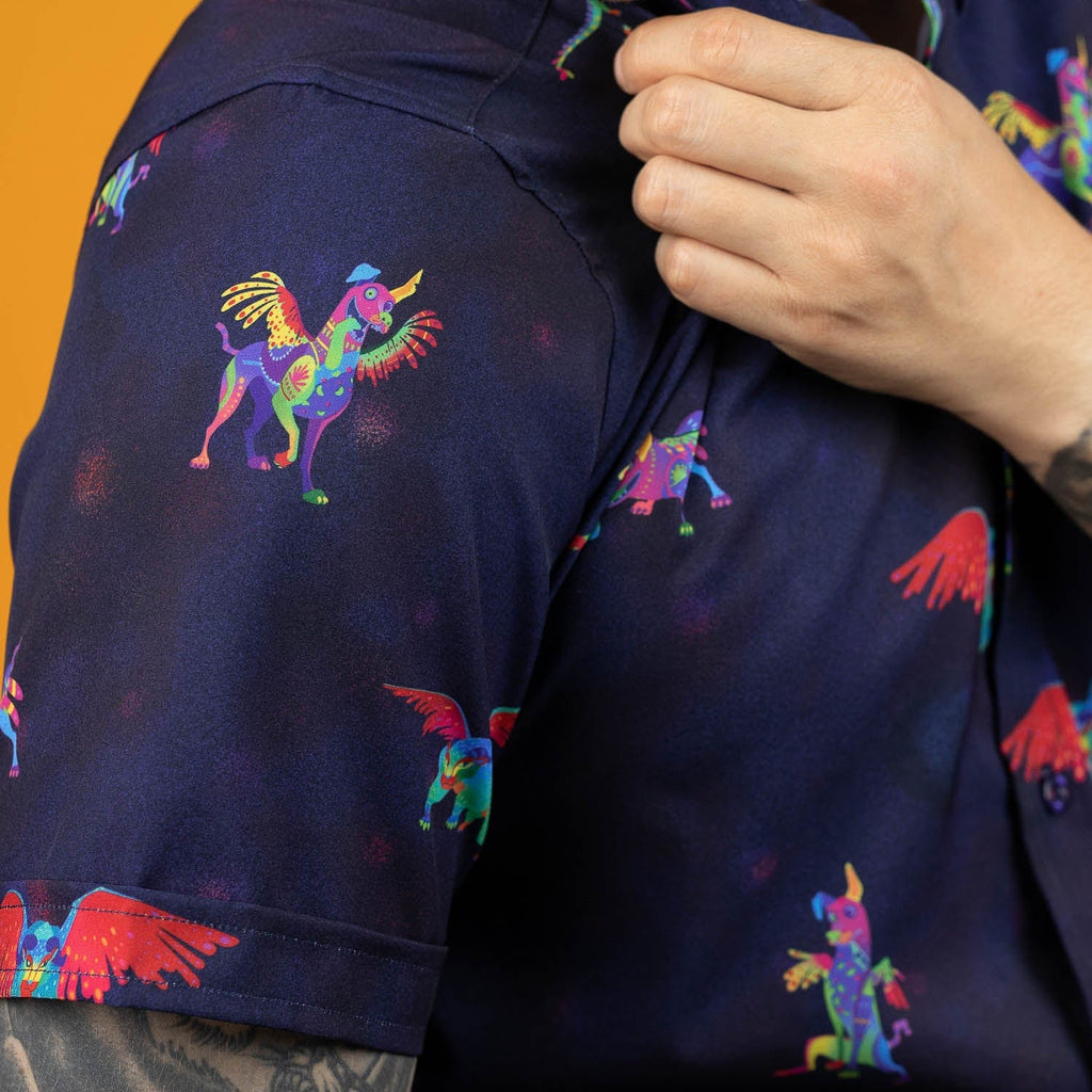 RSVLTS Dante y Pepita KUNUFLEX Short Sleeve Shirt in Purple — detail 7