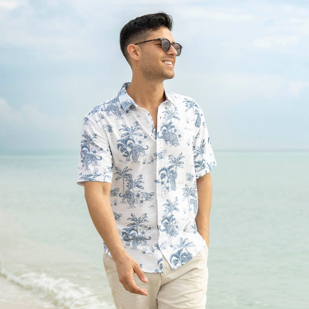 RSVLTS Moves Like Jaguar Bamboo Short Sleeve Shirt in Gray — detail 5
