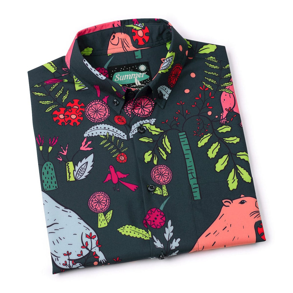 RSVLTS Ca-py-baaraah KUNUFLEX Short Sleeve Shirt in Gray — detail 8