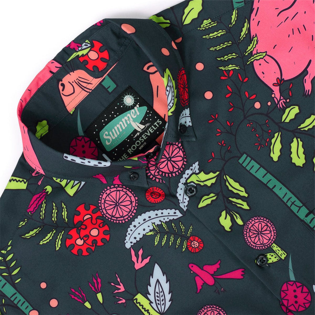 RSVLTS Ca-py-baaraah KUNUFLEX Short Sleeve Shirt in Gray — detail 6