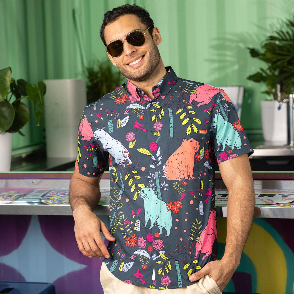 RSVLTS Ca-py-baaraah KUNUFLEX Short Sleeve Shirt in Gray — detail 3