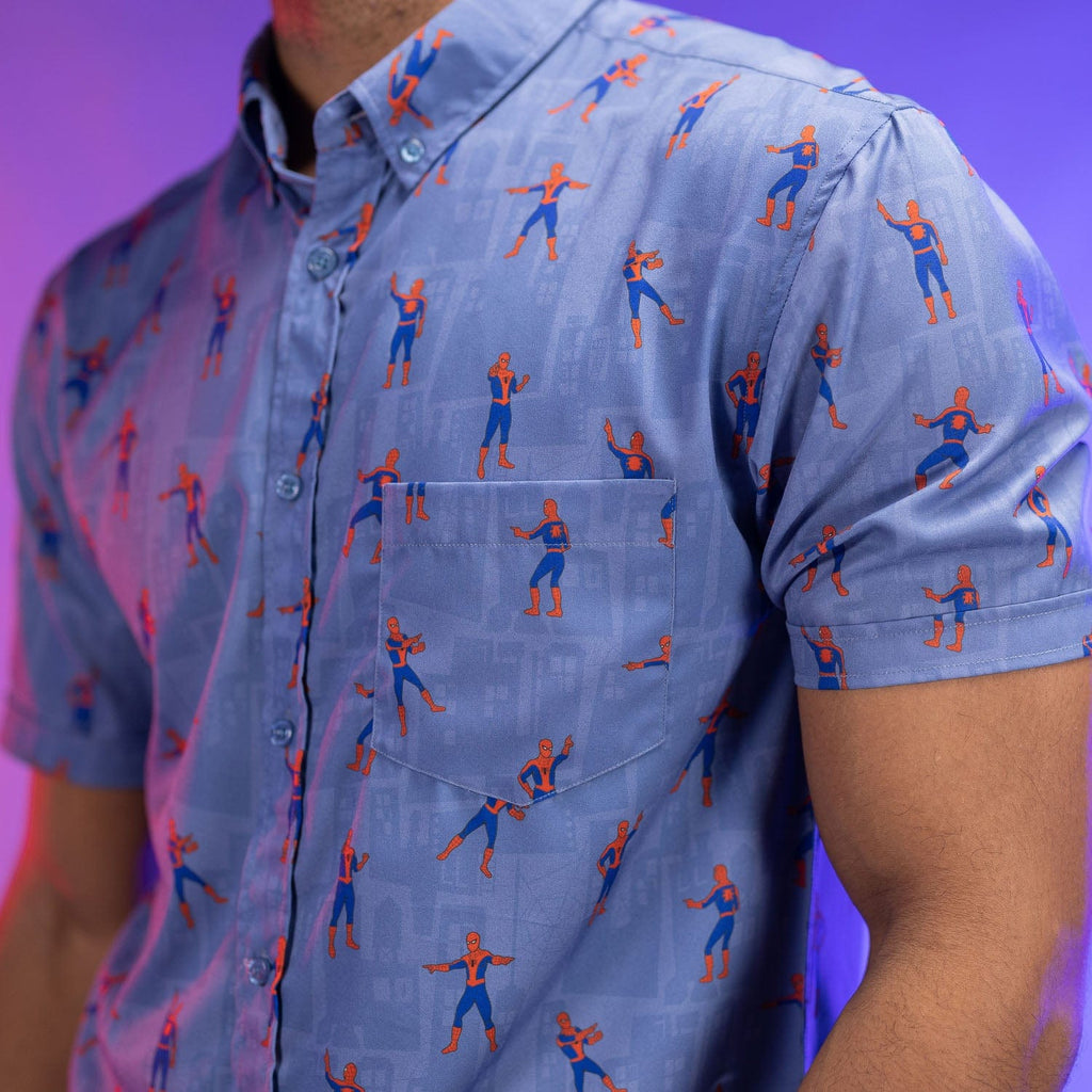RSVLTS The Meme KUNUFLEX Short Sleeve Shirt in Blue — detail 5