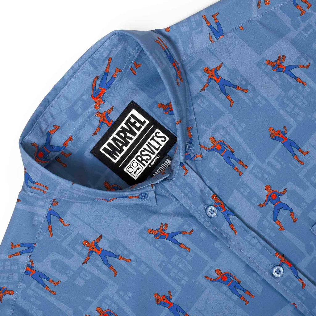 RSVLTS The Meme KUNUFLEX Short Sleeve Shirt in Blue — detail 4