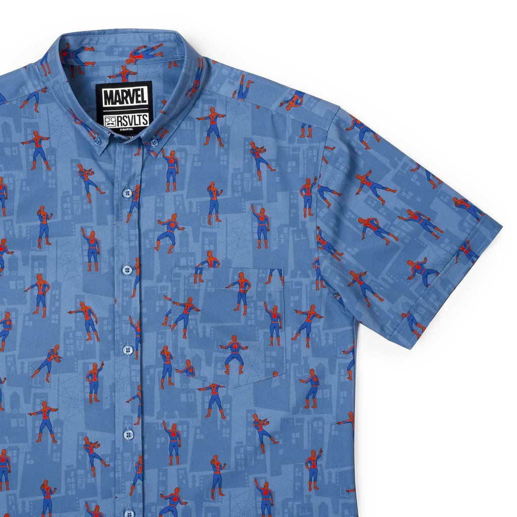 RSVLTS The Meme KUNUFLEX Short Sleeve Shirt in Blue — front view