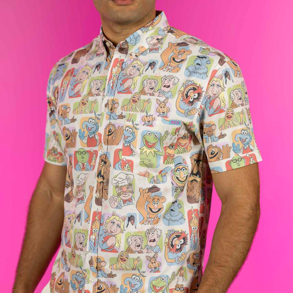 RSVLTS Time to Meet the Muppets KUNUFLEX Short Sleeve Shirt in Multicolor — detail 5