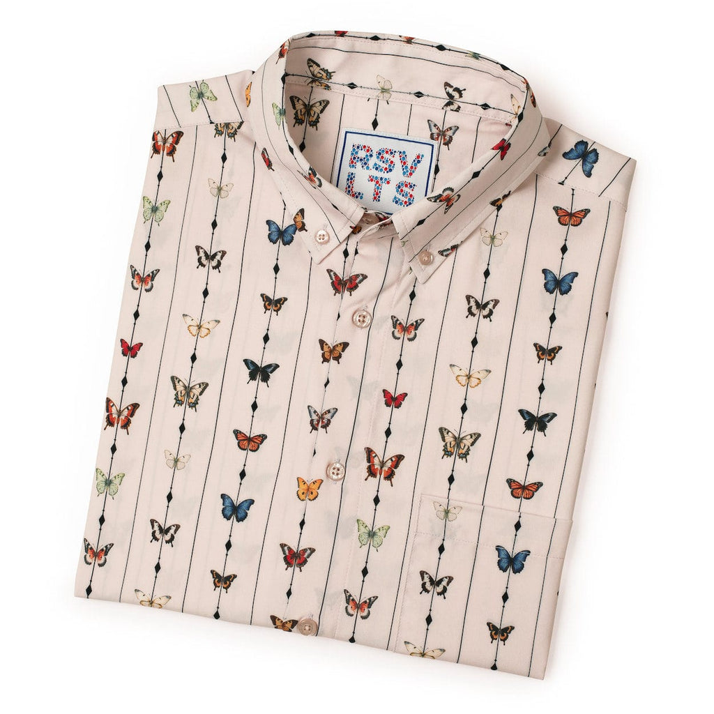 RSVLTS The Butterfly Effect KUNUFLEX Short Sleeve Shirt in Red — detail 6