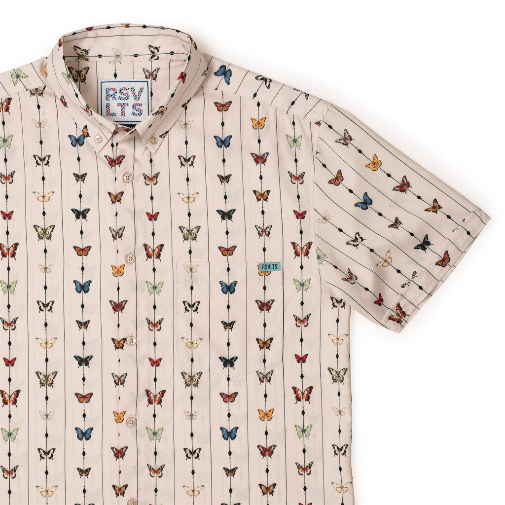 RSVLTS The Butterfly Effect KUNUFLEX Short Sleeve Shirt in Red — front view