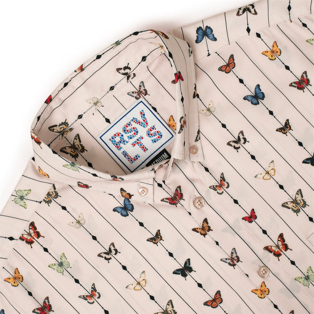 RSVLTS The Butterfly Effect KUNUFLEX Short Sleeve Shirt in Red — detail 4