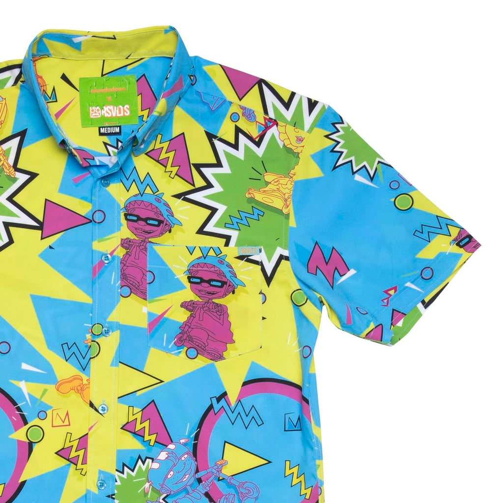RSVLTS Woggity Woogity KUNUFLEX Short Sleeve Shirt in Blue — front view