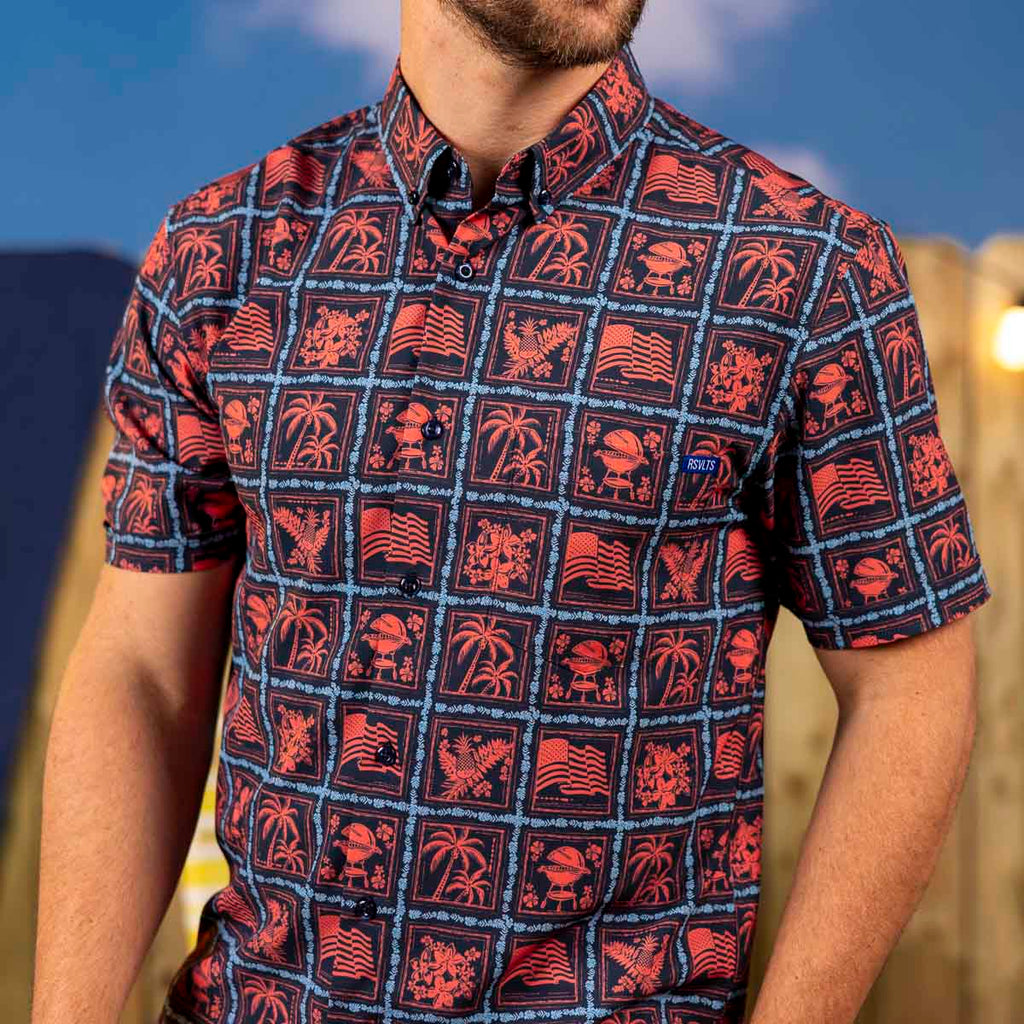 RSVLTS Grillaxin’ KUNUFLEX Short Sleeve Shirt in Black — front view