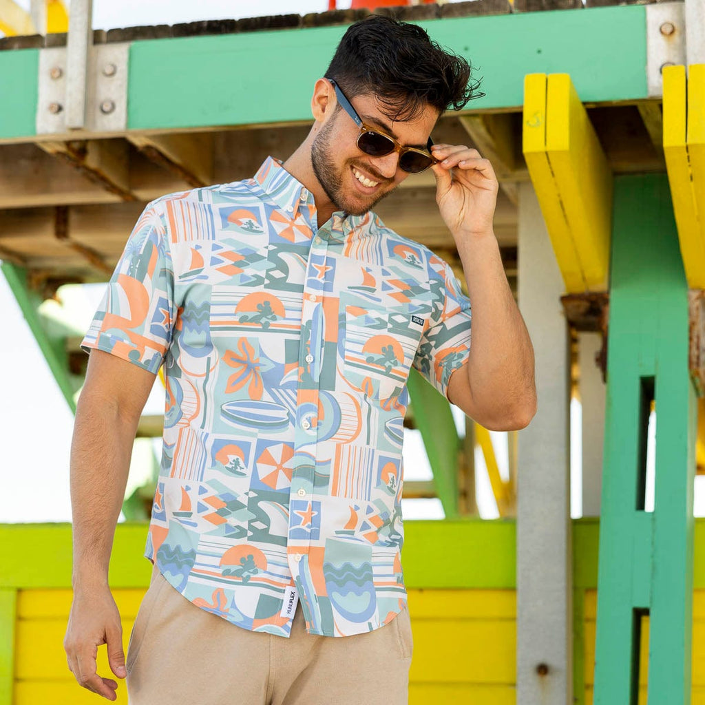 RSVLTS Mickey's Endless Summer KUNUFLEX Short Sleeve Shirt in Multicolor — detail 6