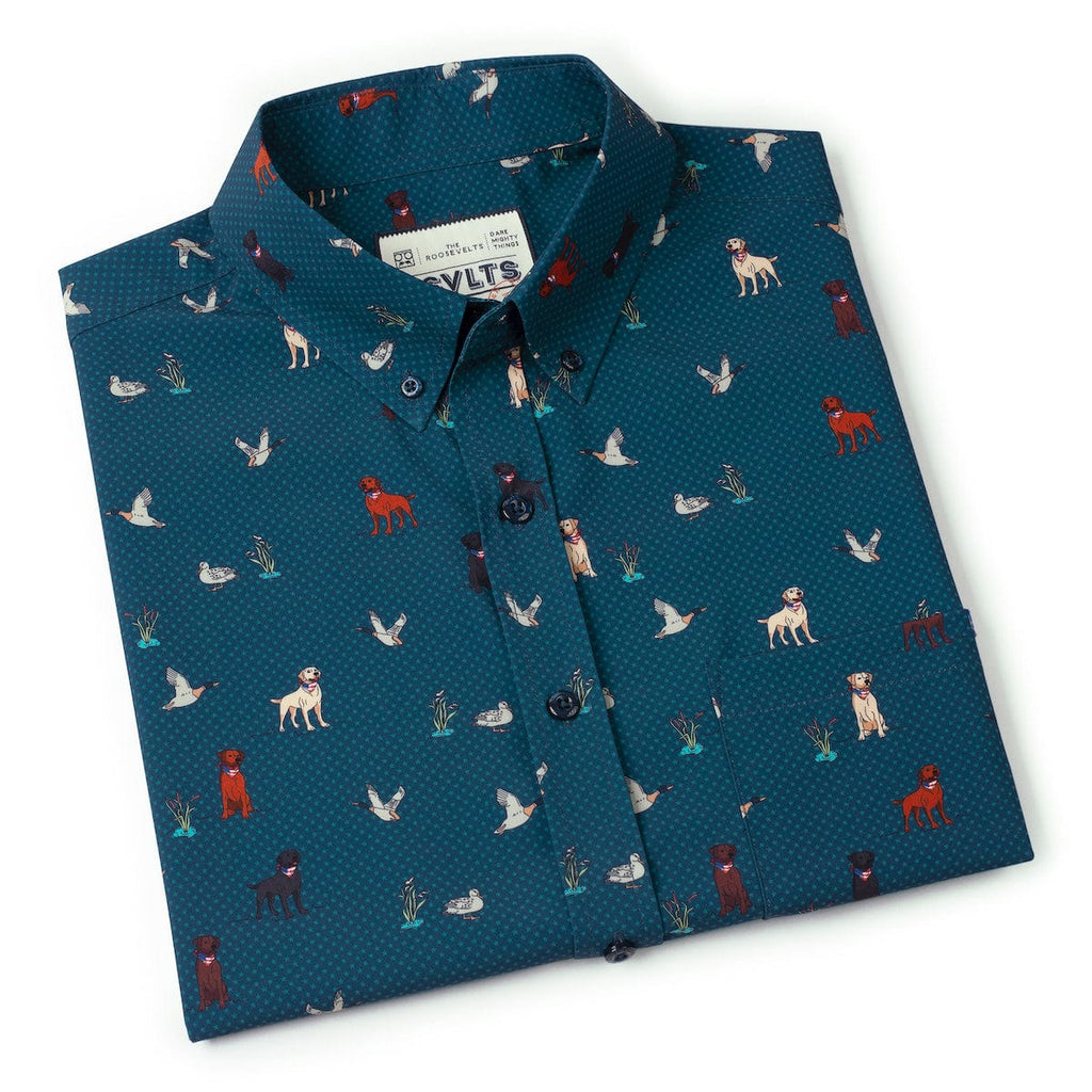 RSVLTS Duck, Duck, Dog! KUNUFLEX Short Sleeve Shirt in Green — detail 10