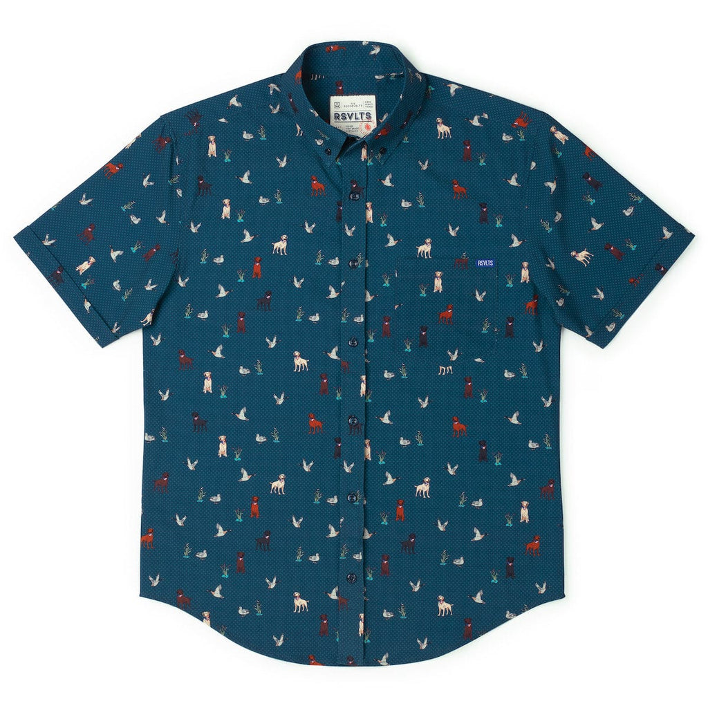 RSVLTS Duck, Duck, Dog! KUNUFLEX Short Sleeve Shirt in Green — detail 8