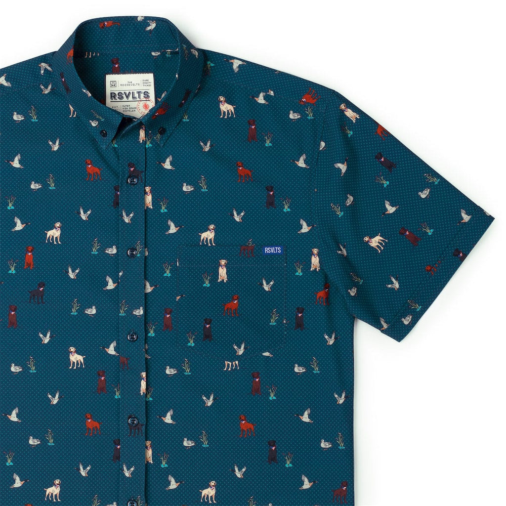 RSVLTS Duck, Duck, Dog! KUNUFLEX Short Sleeve Shirt in Green — detail 5