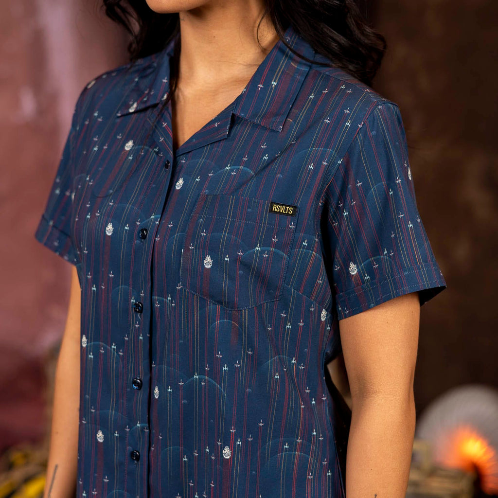 RSVLTS Fleet in Formation Women's KUNUFLEX Short Sleeve Shirt in Blue — detail 6